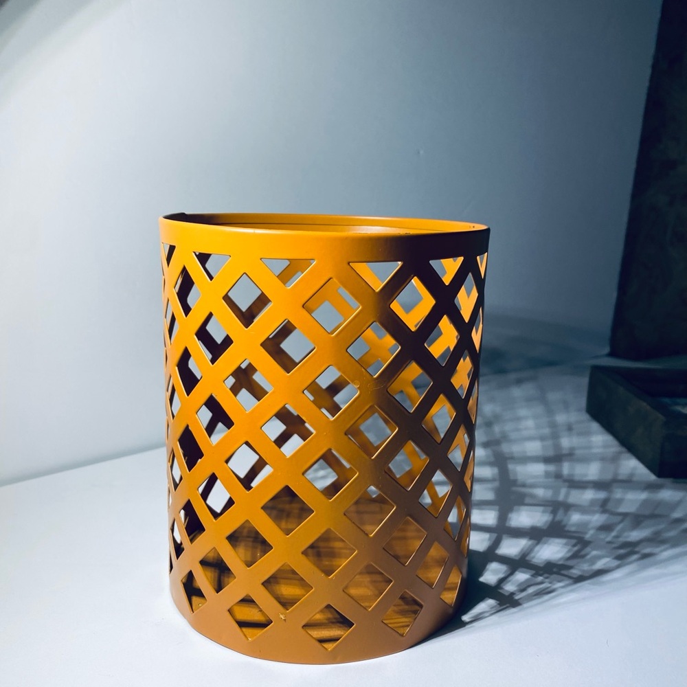 Burnt  Orange Lattice Candle Holder